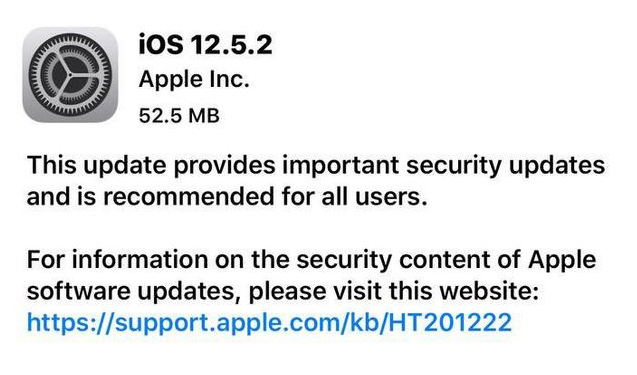 富裕苹果手机维修分享iOS12.5.2发布，建议所有老苹果用户安装 